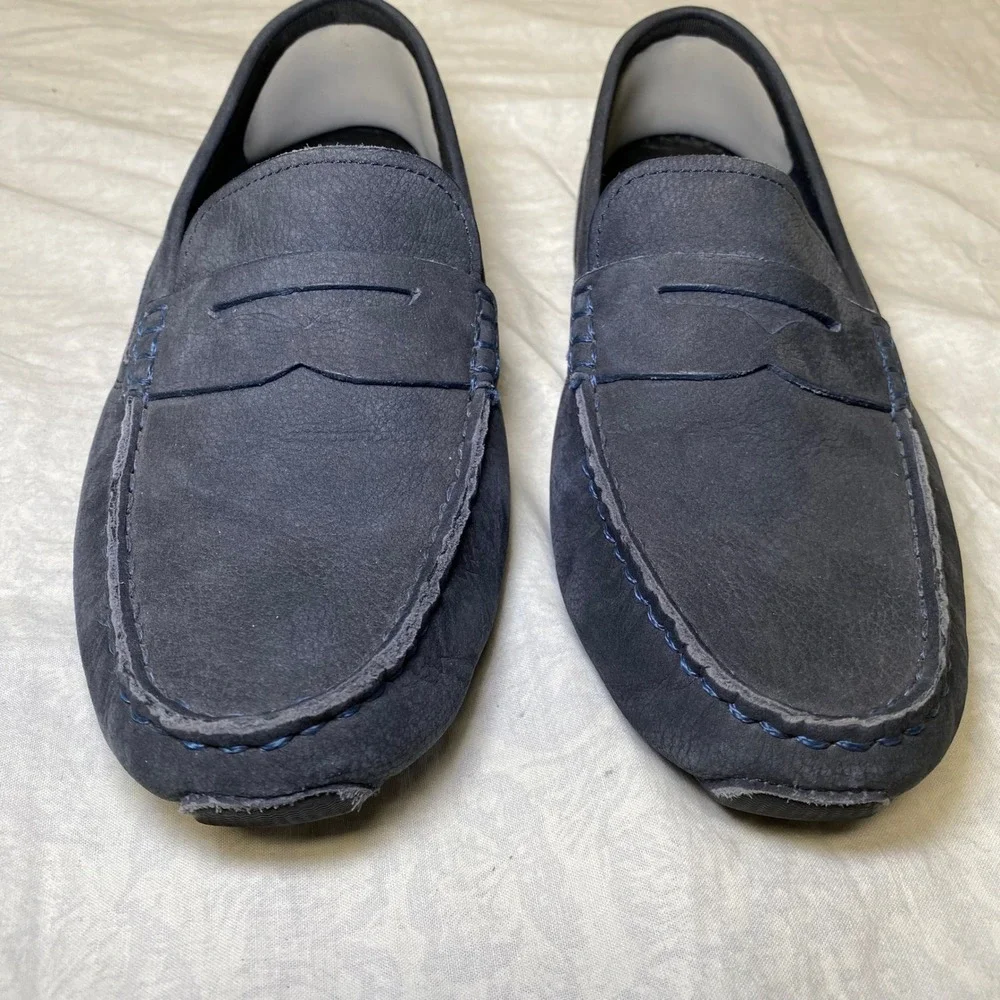 Cole Haan GrandØS Navy Nubuck Penny Loafers Driving Shoes Men's Size 8B